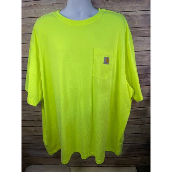 Carhartt Pocket T-Shirt Men’s 4XL Loose Fit Bright Yellow Workwear Tee - Picture 1 of 7